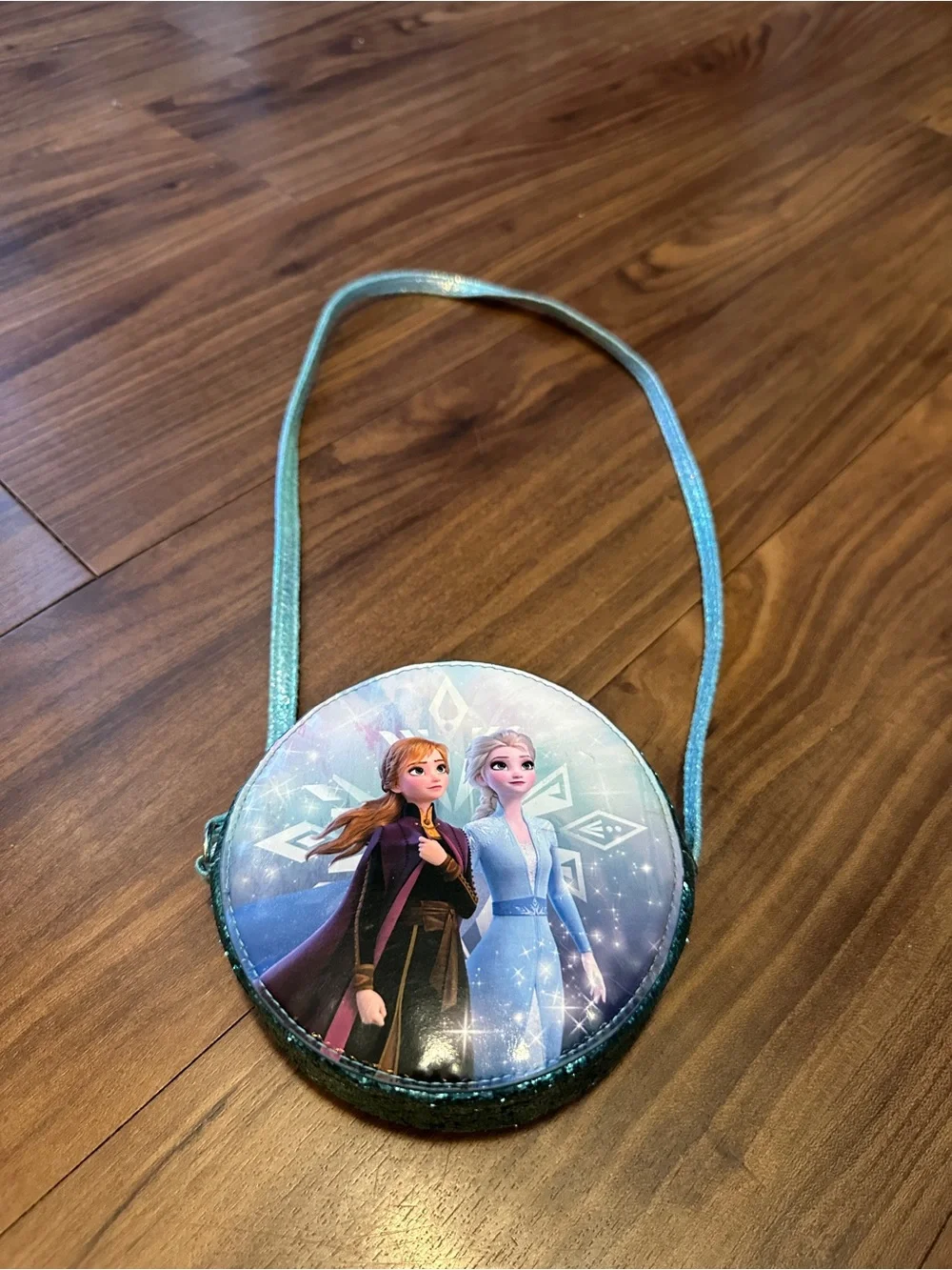 H&M Disney Frozen Anna & Elsa Child's Blue Glitter Crossbody Bag Purse